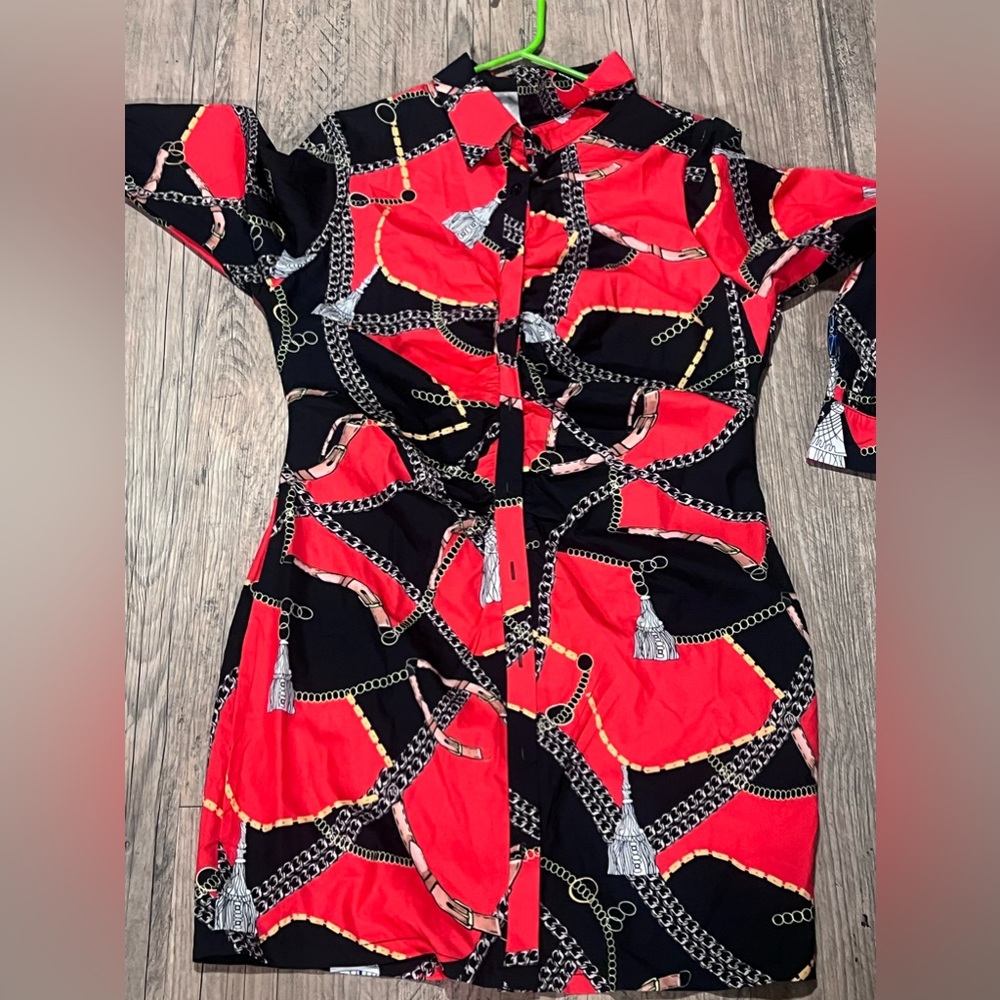 Woman’s button up shirt dress